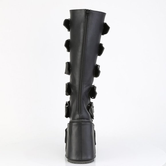 Wedge Heel Platform Gothic Lace Up Knee High Boots - Picture 5 of 5